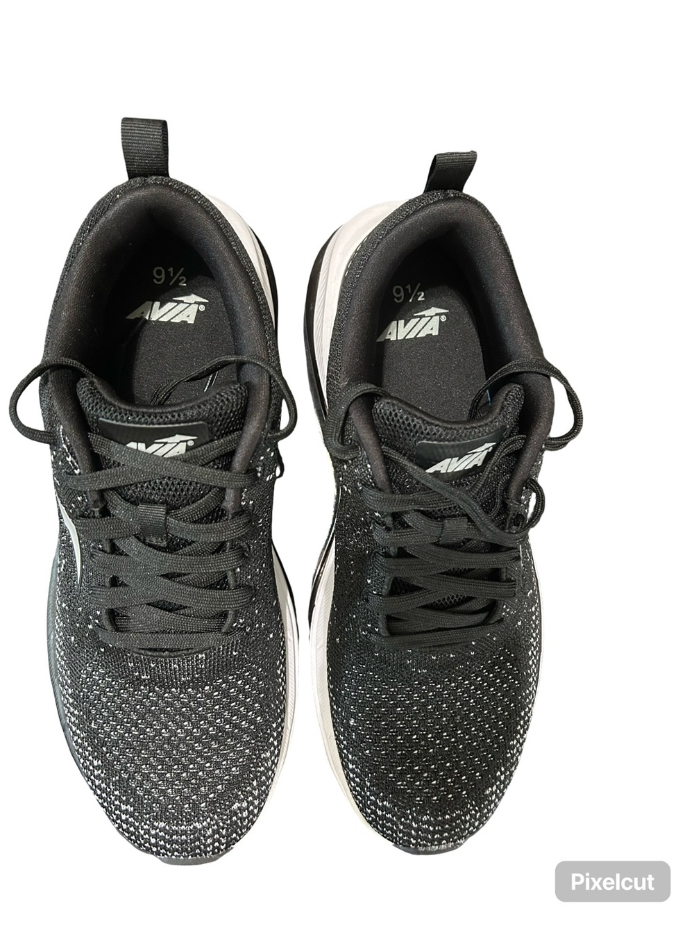 Avia Black & White Knit Athletic Sneakers